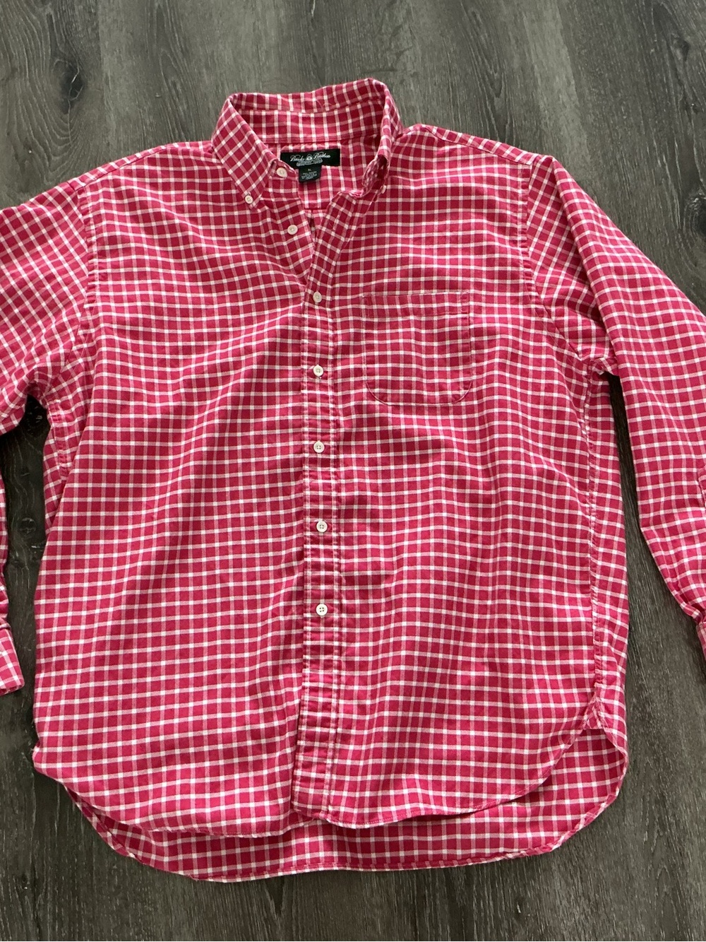 Brooks Brothers Country Club Red and White Checked Button-Down Shirt, XL